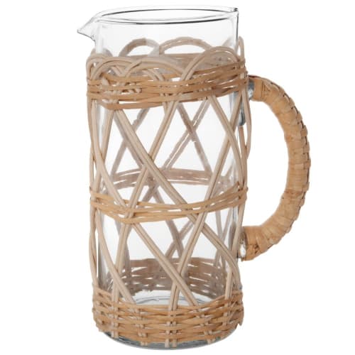 Woven rattan and glass pitcher 1.4L