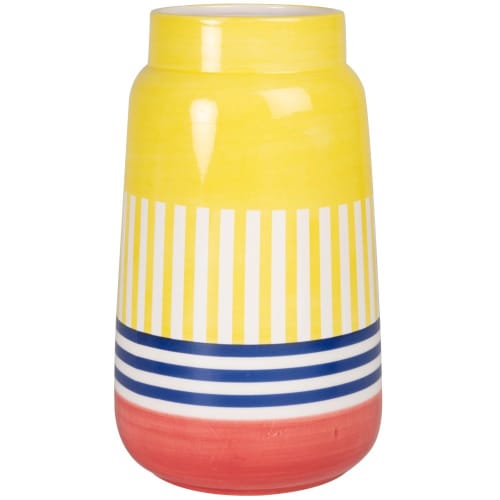 Decor Vases | Yellow, blue and orange dolomite vase H26cm - LO70595