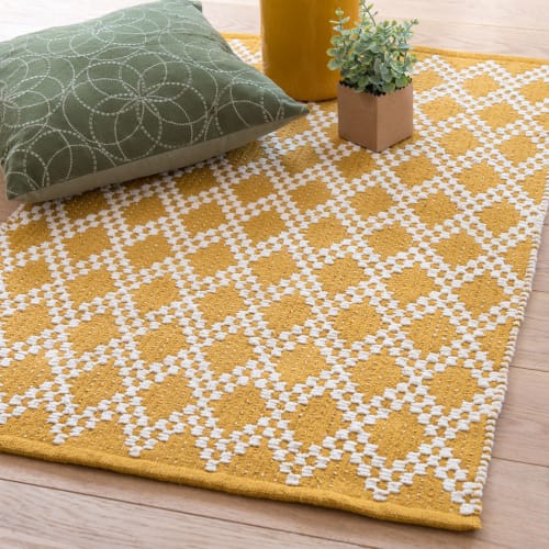 Yellow Cotton Rug with Graphic Print 60x90 GYPSOPHILE Maisons du Monde