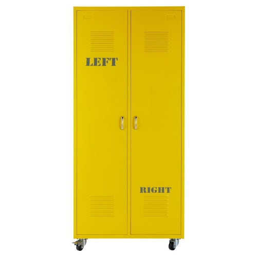 Kids Children's wardrobes | Yellow Metal 2-Doors Wardrobe on Wheels - TB89992