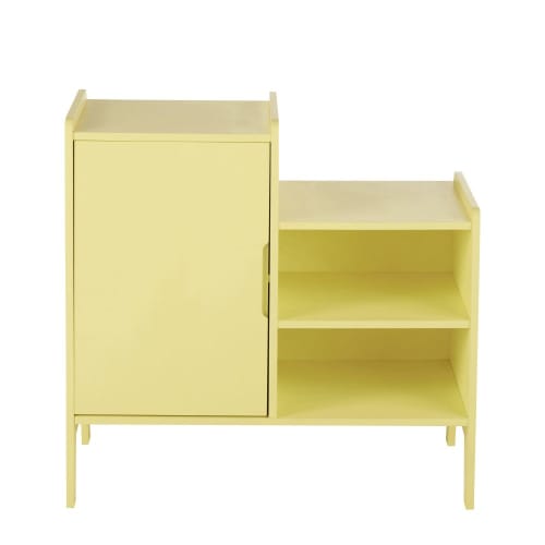 Yellow storage cabinet with 1 door and 2 recesses