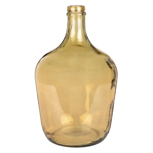 Yellow Tinted Glass Demijohn Vase H30