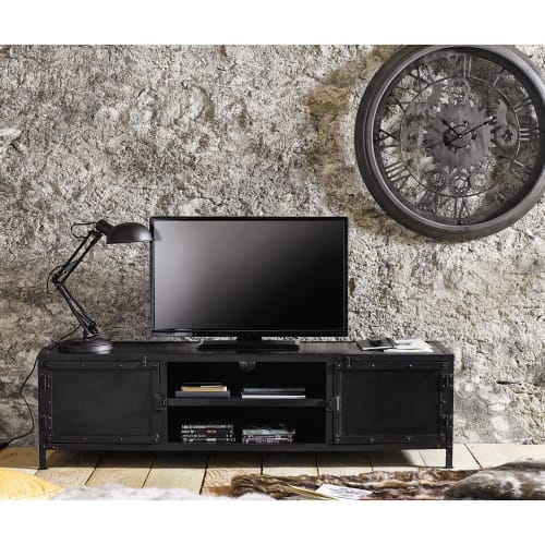 Reparatie mogelijk Verwoesten gelijktijdig Zwart metalen industrieel tv-meubel Edison | Maisons du Monde