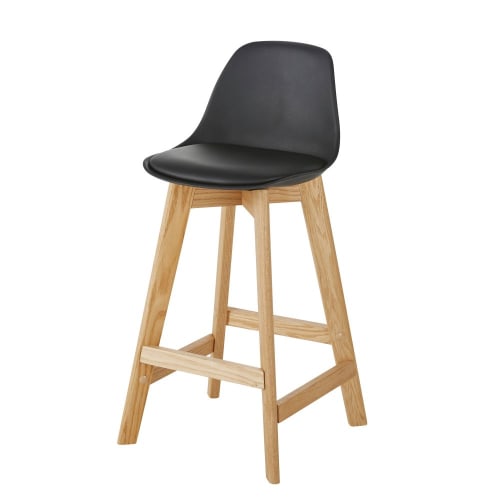 Zwarte en eiken stoel in Scandinavische stijl voor keukeneiland H66