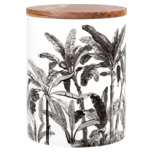 Zwarte en witte pot met palmboomprint en H15 MOIA | Maisons du Monde