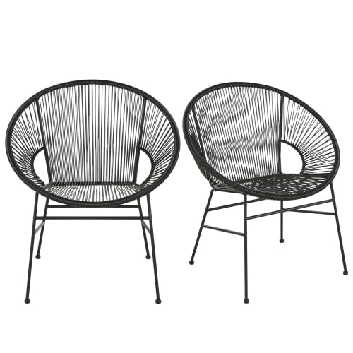 Zwarte fauteuil van hars en metaal voor professioneel gebruik (x2)