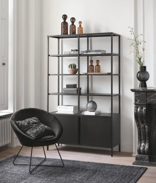 kas verdieping Discreet Zwarte metalen boekenkast met 2 deuren Watkin | Maisons du Monde