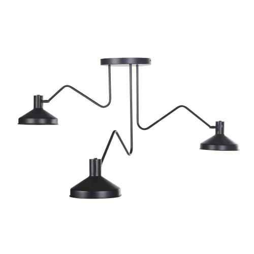 Laatste Strippen milieu Zwarte metalen hanglamp met 3 lampenkappen HAYPA | Maisons du Monde