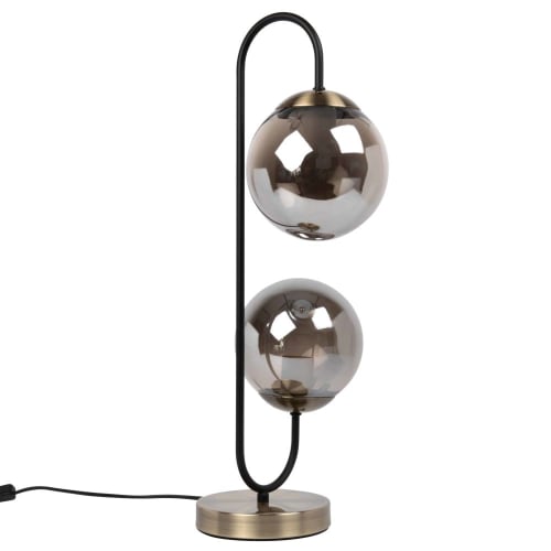 Zwarte metalen lamp met 2 glazen bollen Alba Maisons du Monde