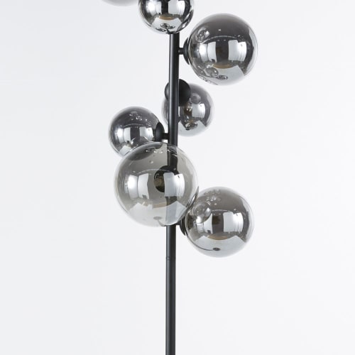 Zwarte metalen vloerlamp met 7 bollen van H155 NILSON | Monde