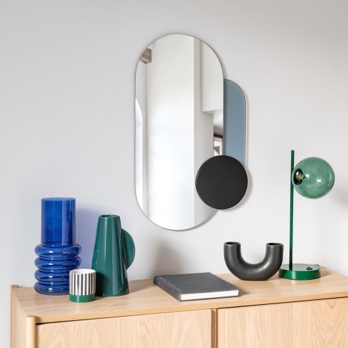 Bonus slecht Tram Zwarte ronde spiegel uit rookglas 70 x 42 cm SALVADOR | Maisons du Monde