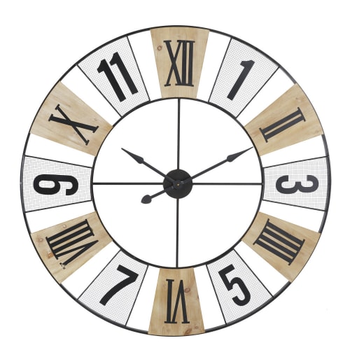 Dekoration Uhren und Wecker | Zweifarbige Wanduhr aus Metall mit Lochmuster D120 - IW72745