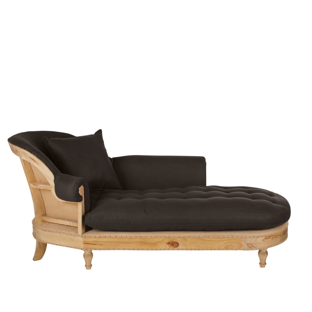 1 Sitzer-Chaiselongue aus kohlengrauem Leinen - Maisons Du Monde