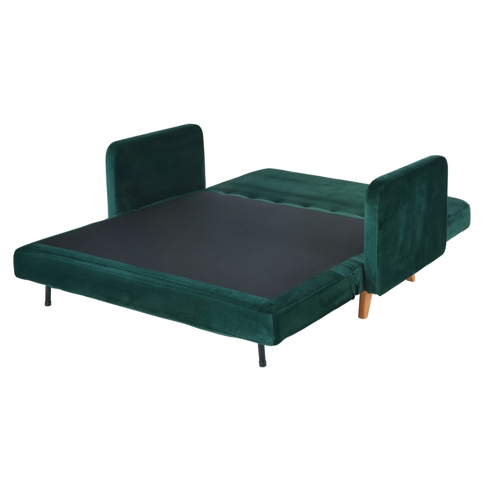 2/3-Sitzer-Sofa Clic-Clac mit Bezug aus grünem Samt - Maisons Du