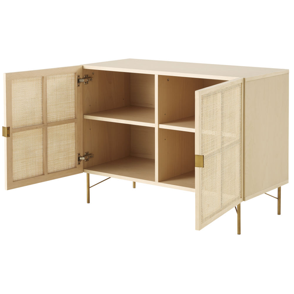2-deurs dressoir met rieten rooster, 100 cm - Maisons Du Monde