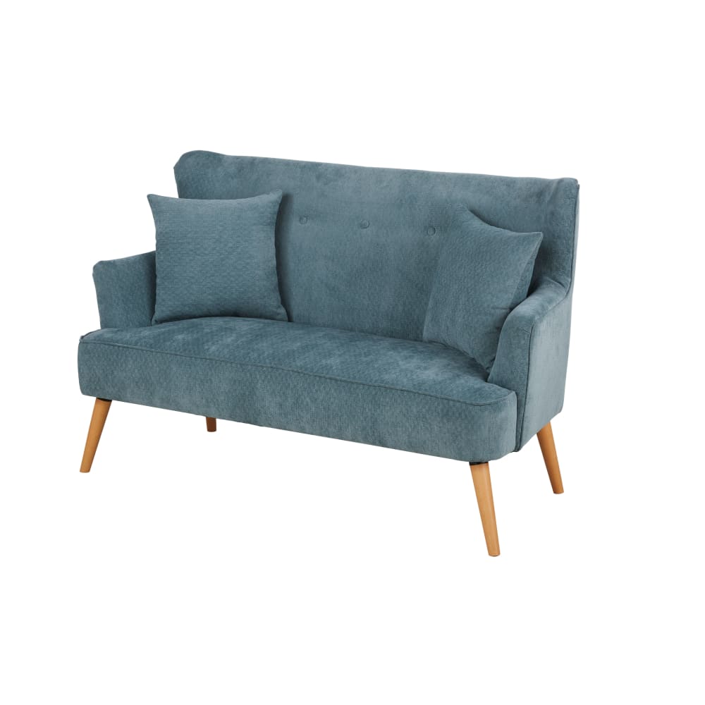 2-Sitzer-Sofa aus recyceltem Stoff, petrolblau - Maisons Du Monde