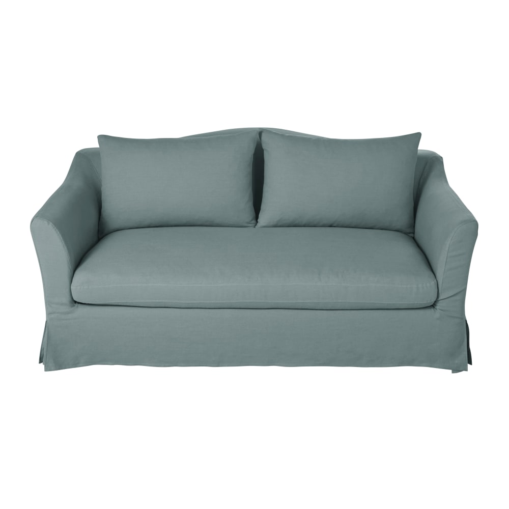 2-Sitzer-Sofa mit seladonblauem Leinenbezug - Maisons Du Monde