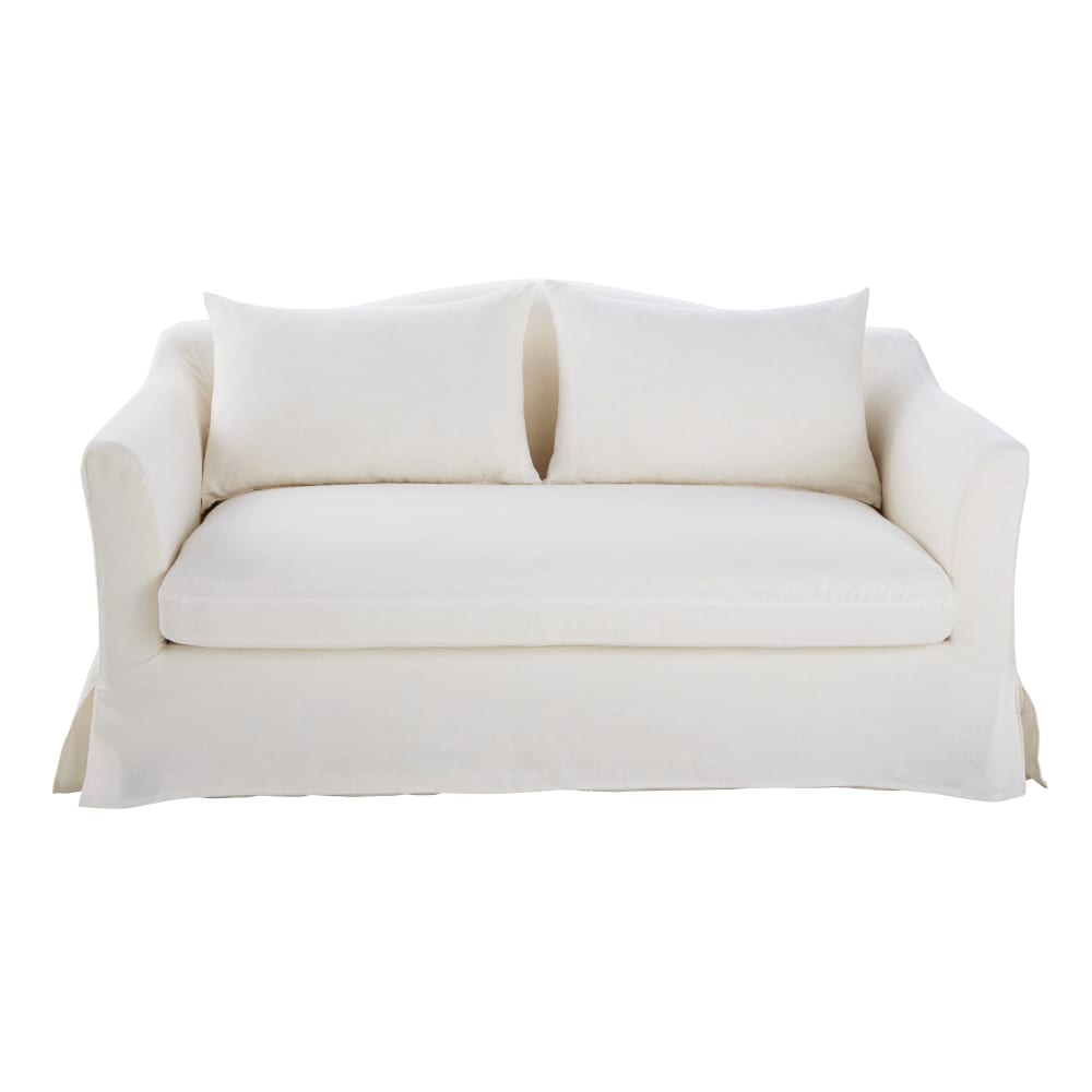 2-Sitzer-Sofa mit weißem Leinenbezug - Maisons Du Monde
