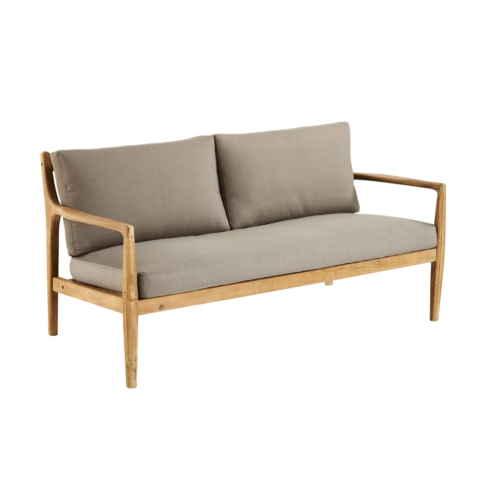2-zetel van massief acaciahout en taupekleurige kussens - Maisons Du Monde