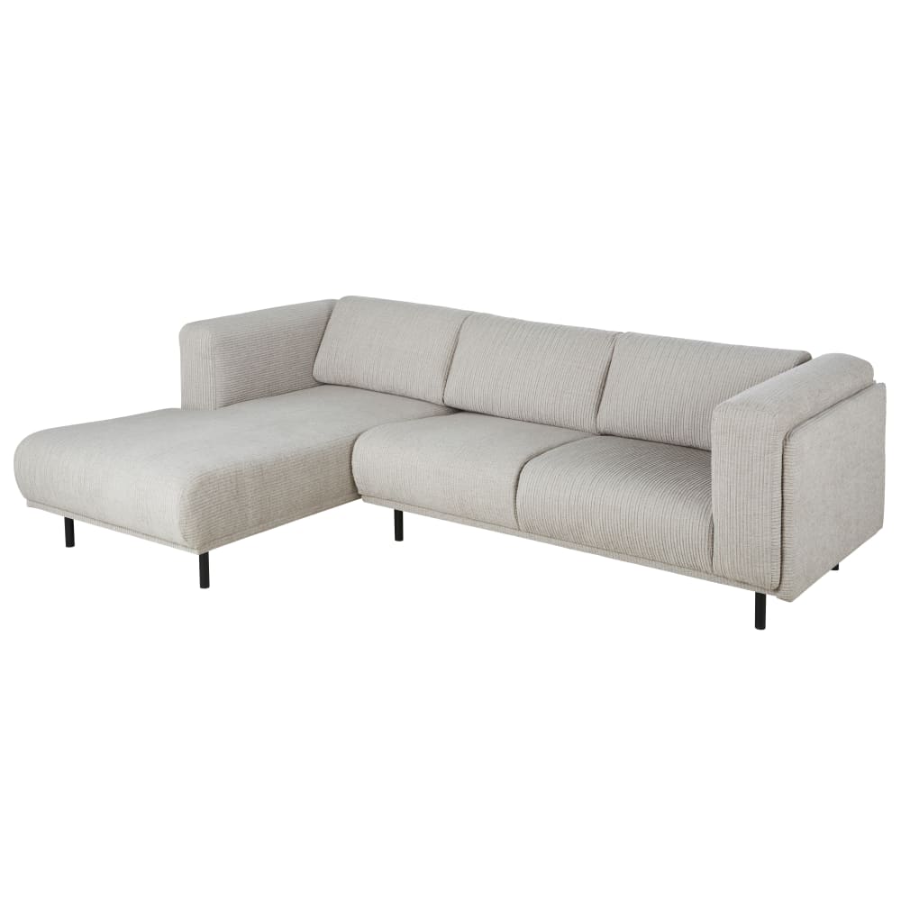 3/4-Sitzer-Ecksofa mit Bezug aus Cordsamt, Ecke links, grau -