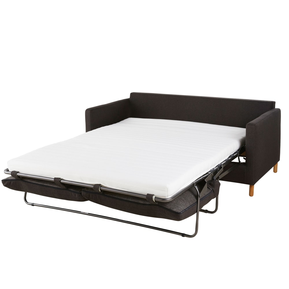3/4-Sitzer-Schlafsofa mit Stoffbezug, anthrazitgrau - Maisons Du