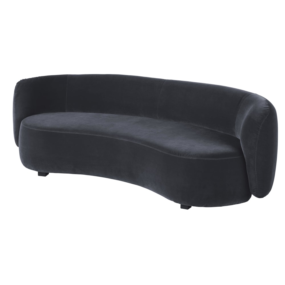 3/4-Sitzer-Sofa mit anthrazitgrauem Samtbezug - Maisons Du Monde