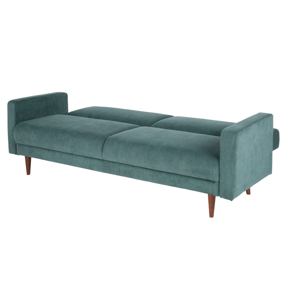 3-Sitzer-Schlafsofa mit Cordbezug, petrolblau - Maisons Du Monde