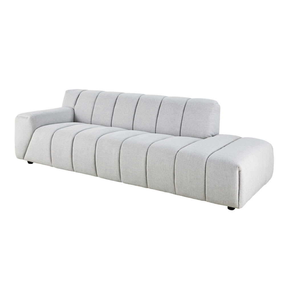 3-Sitzer-Sofa, abgesteppt und hellgrau meliert - Maisons Du Monde