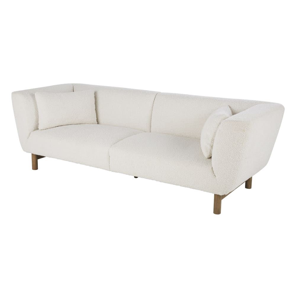3-Sitzer-Sofa mit Bezug aus ecrufarbenem Bouclé-Stoff - Maisons