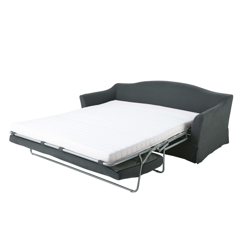 4-Sitzer-Schlafsofa mit Bezug aus gewaschenem Leinen,