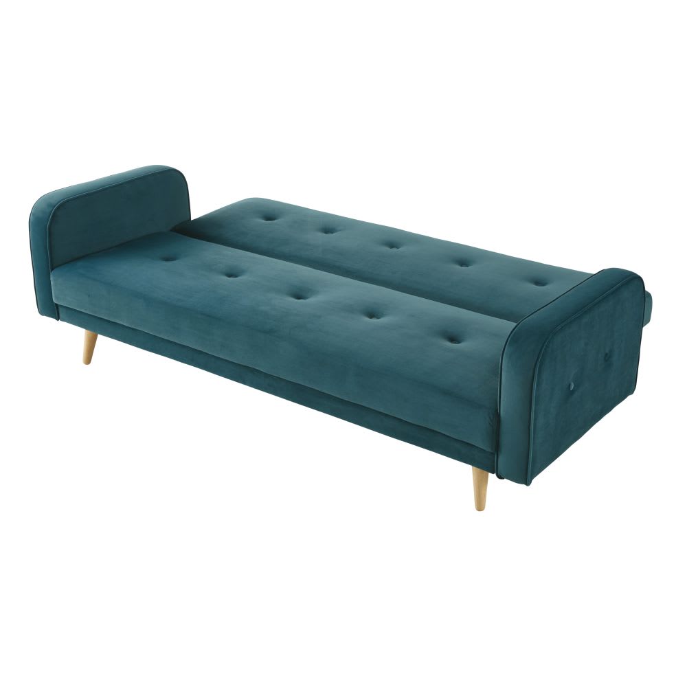 4-Sitzer-Sofa Clic-Clac mit petrolblauem Samtbezug - Maisons Du