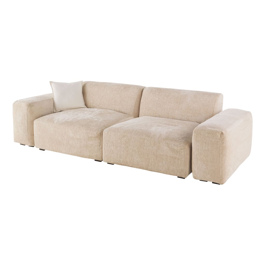 4-Sitzer-Sofa mit Abnehmbarer Stoffbezug, beige - Maisons Du