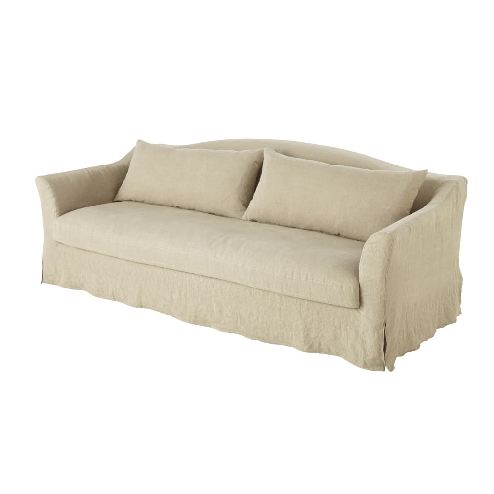 4-Sitzer-Sofa mit Bezug aus gewaschenem Leinen - Maisons Du Monde