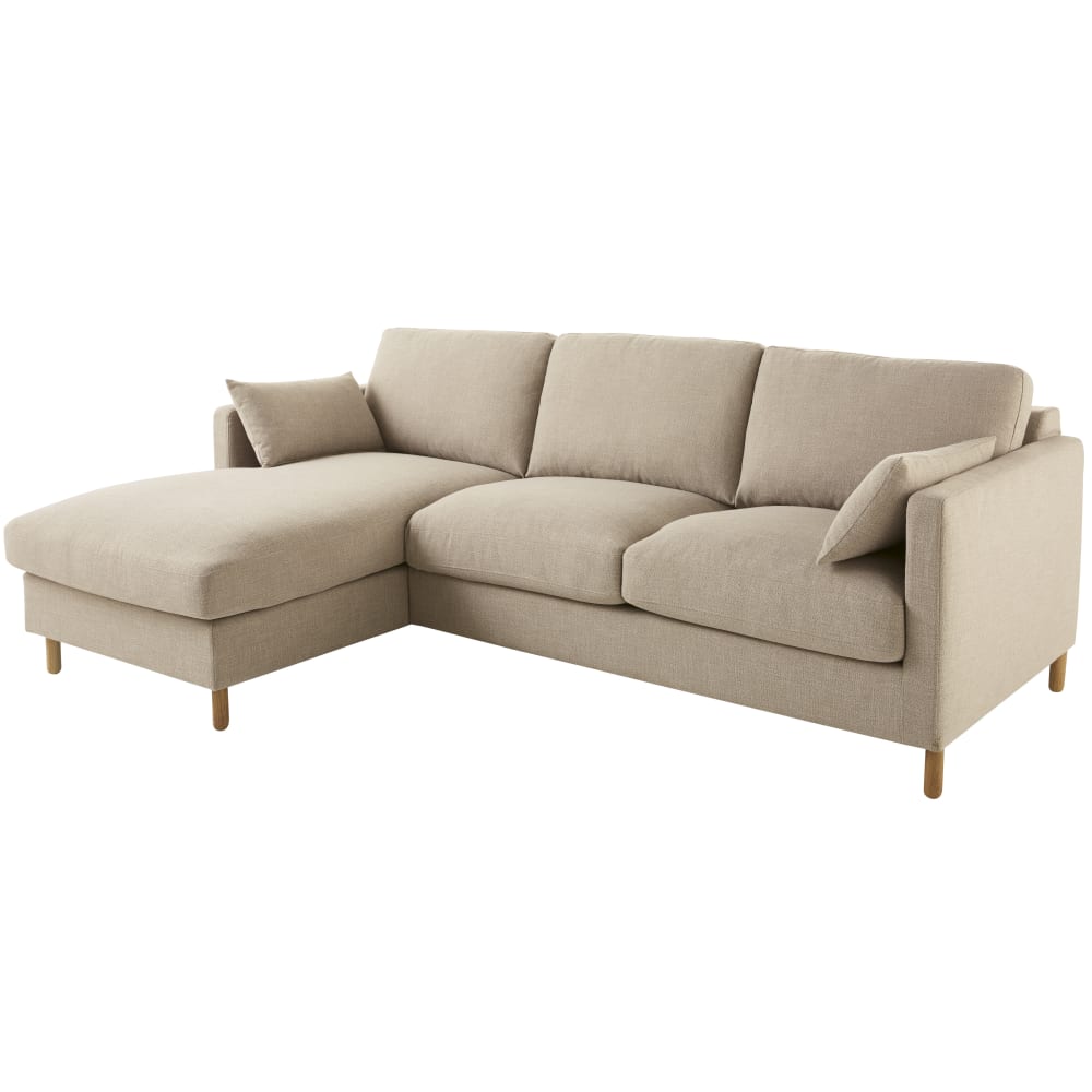 5-Sitzer-Ecksofa mit Ecke links, beige - Maisons Du Monde