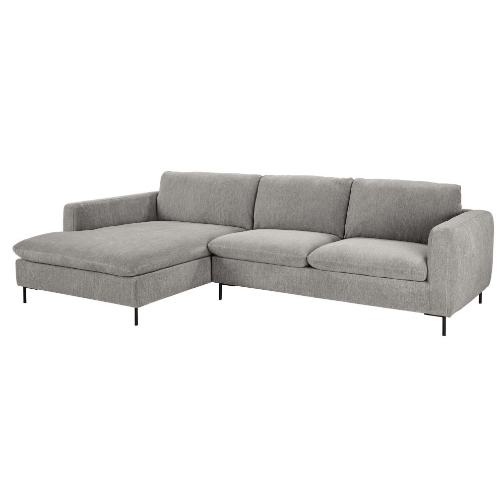 5-Sitzer-Ecksofa mit Ecke links, grau meliert - Maisons Du Monde