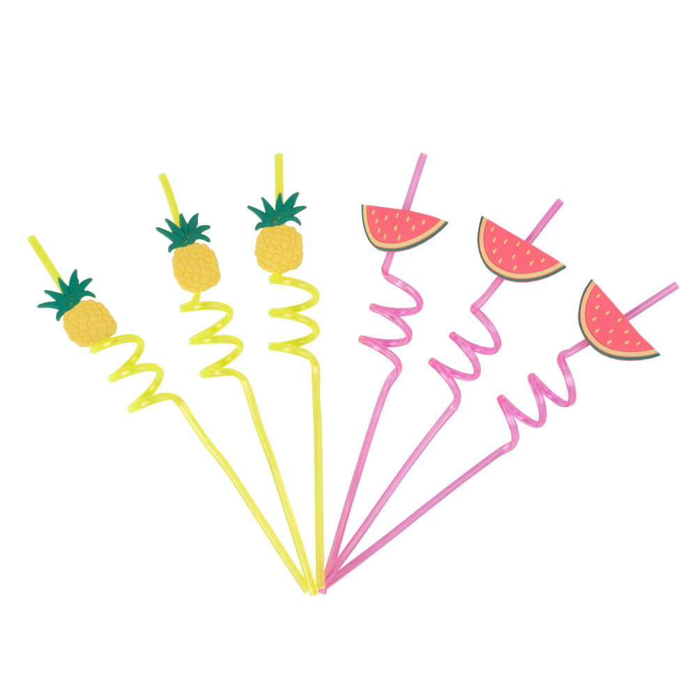 6 pailles fruits multicolores