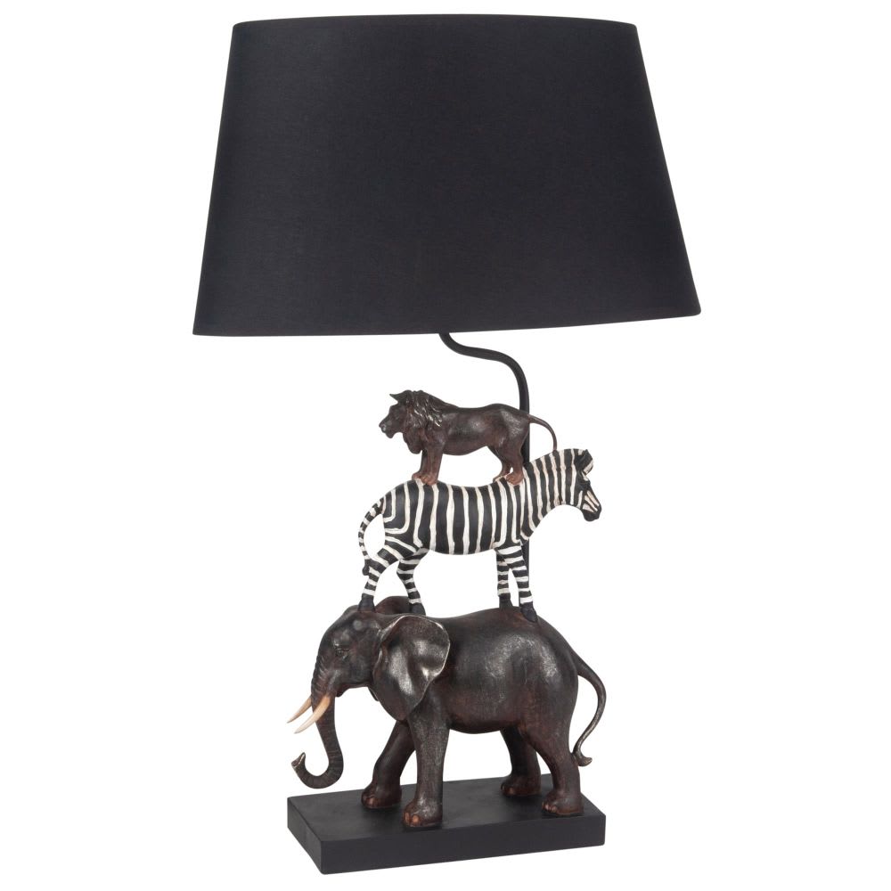 Abajur em forma de animal selvagem com cúpula preta, 69 cm de