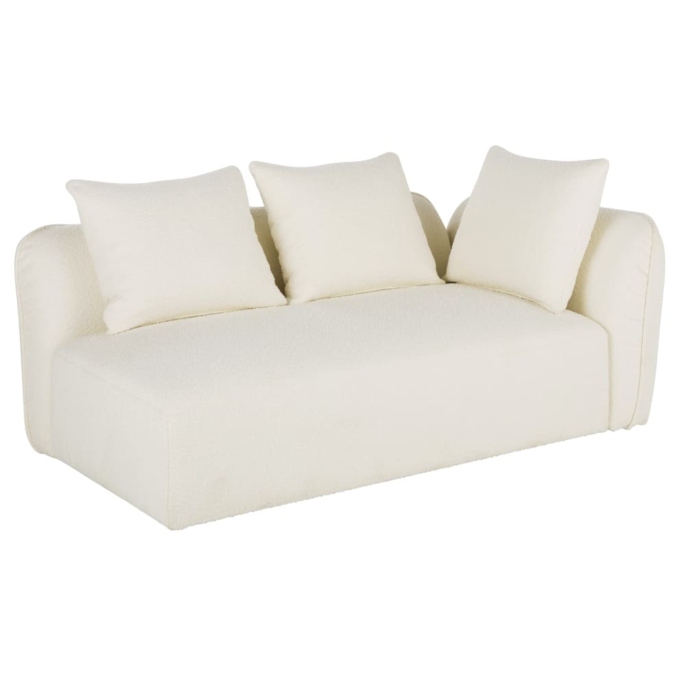 Accoudoir droit pour canapé modulable tissu écru effet laine bouclée