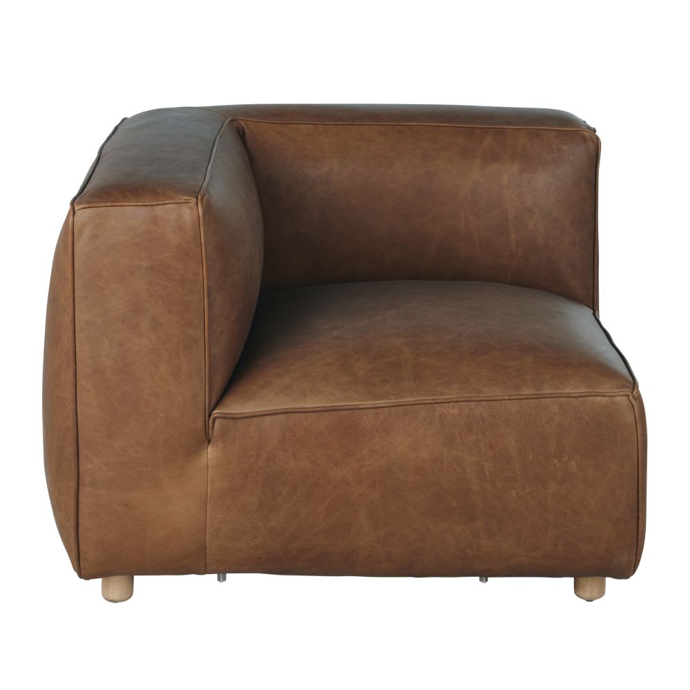 Accoudoir gauche en cuir marron - Maisons du Monde