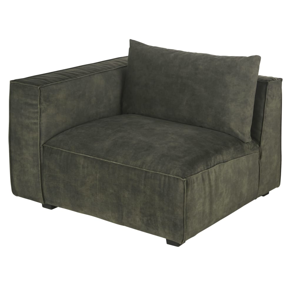 Accoudoir gauche pour canapé modulable en velours marbré vert - Maisons du Monde