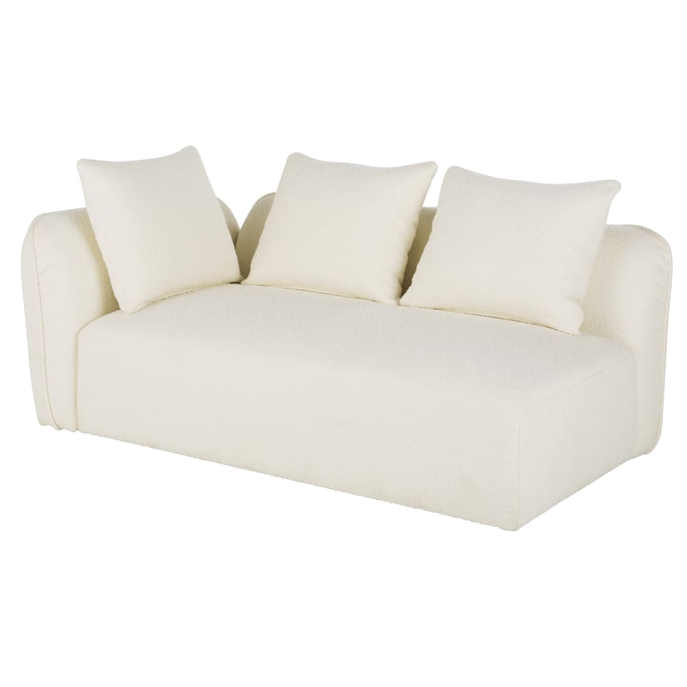 Accoudoir gauche pour canapé modulable tissu écru effet laine bouclée