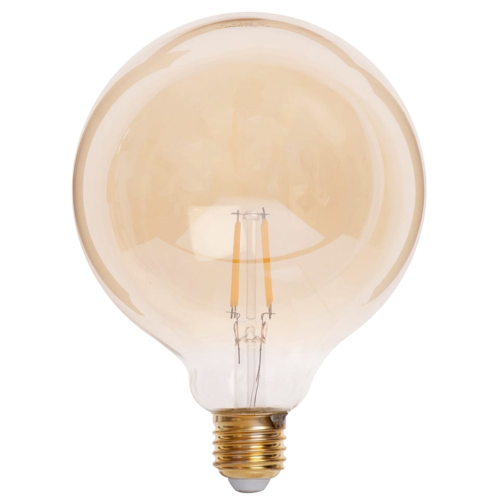 Ampoule globe en verre clair ambré blanc chaud
