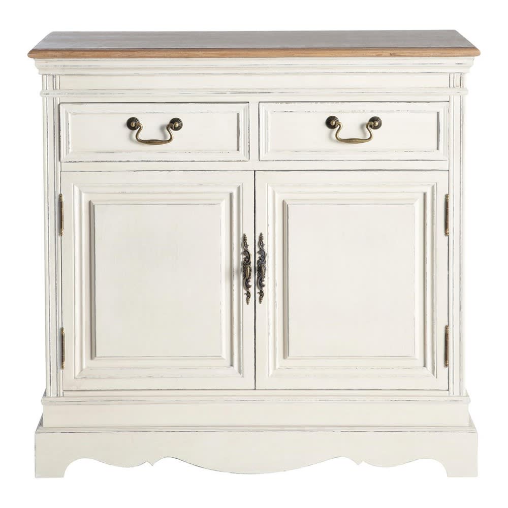 Aparador de pino y MDF crema de 90 cm - Maisons du Monde