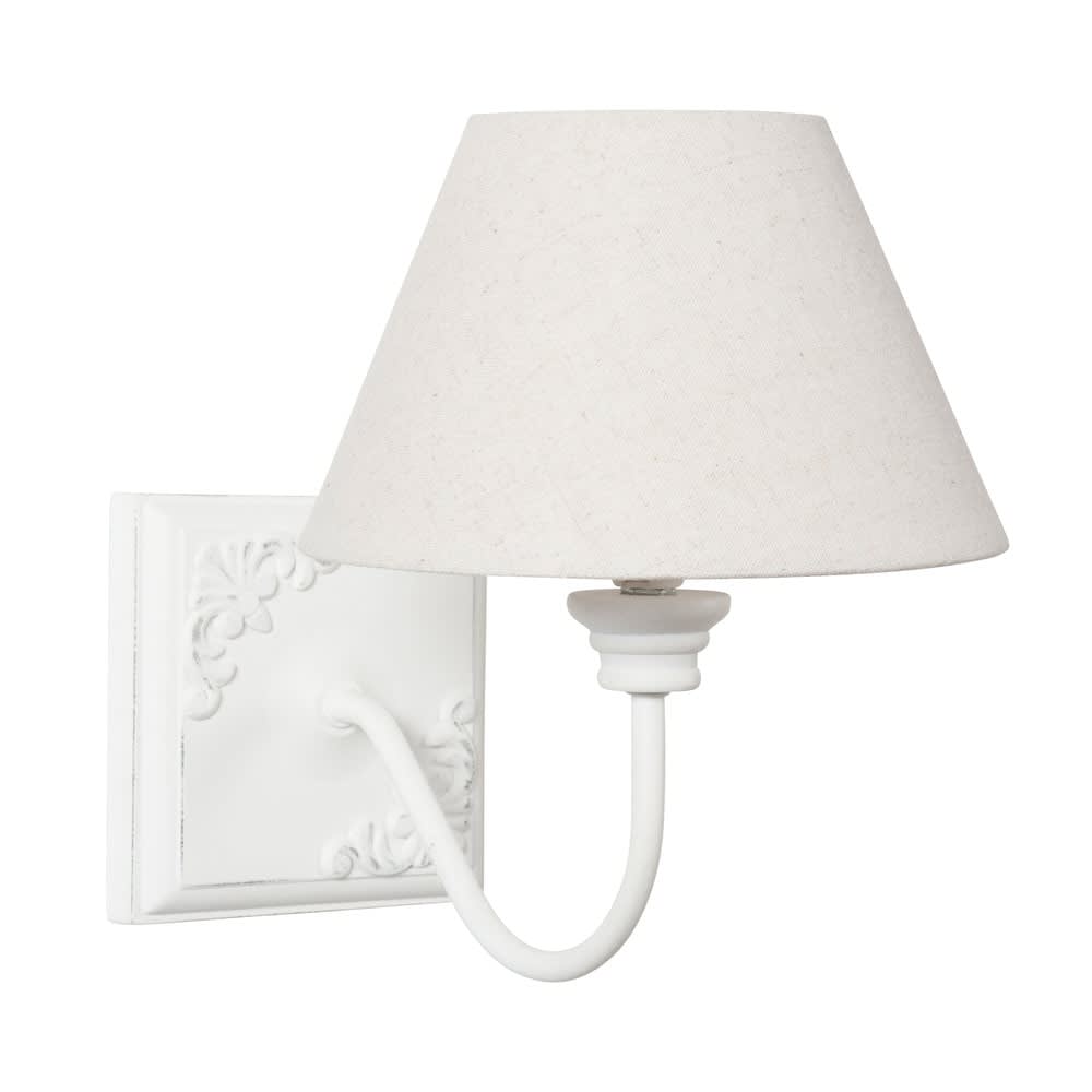 Applique blanche et abat-jour écru Applique blanche et abat-jour écru