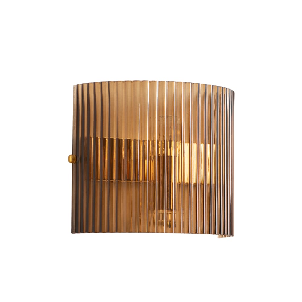Applique en fer forgé et verre ambré arrondi marron — Beyit