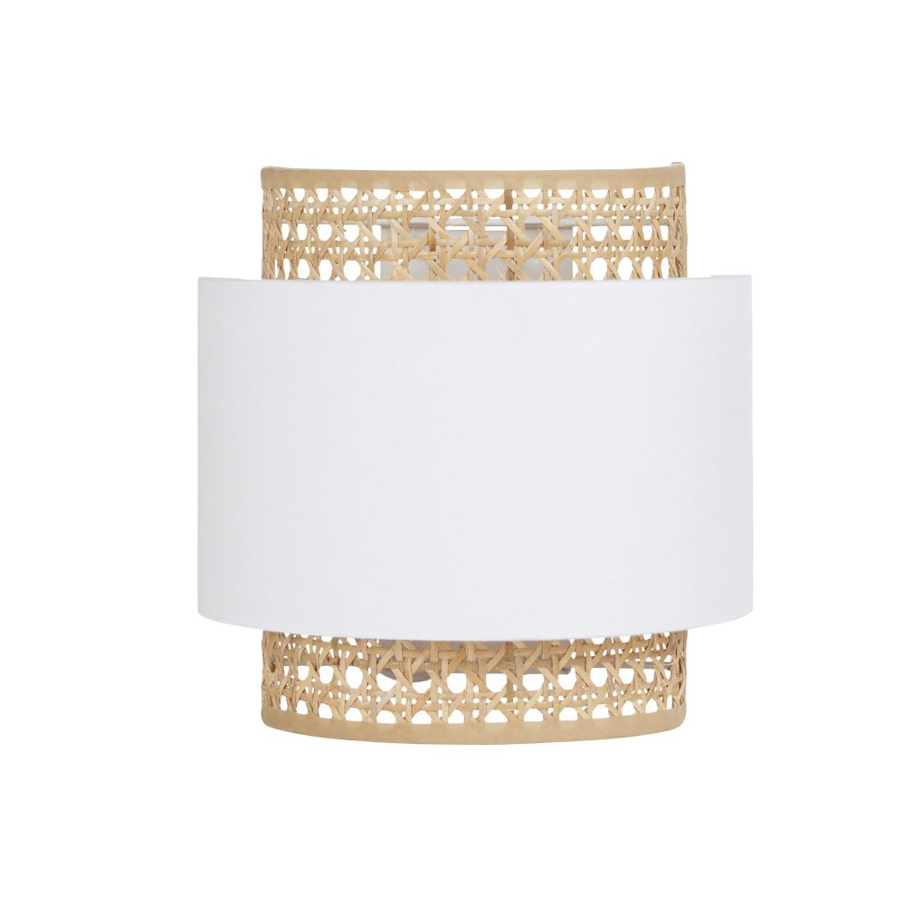 Applique en rotin et tissu blanc