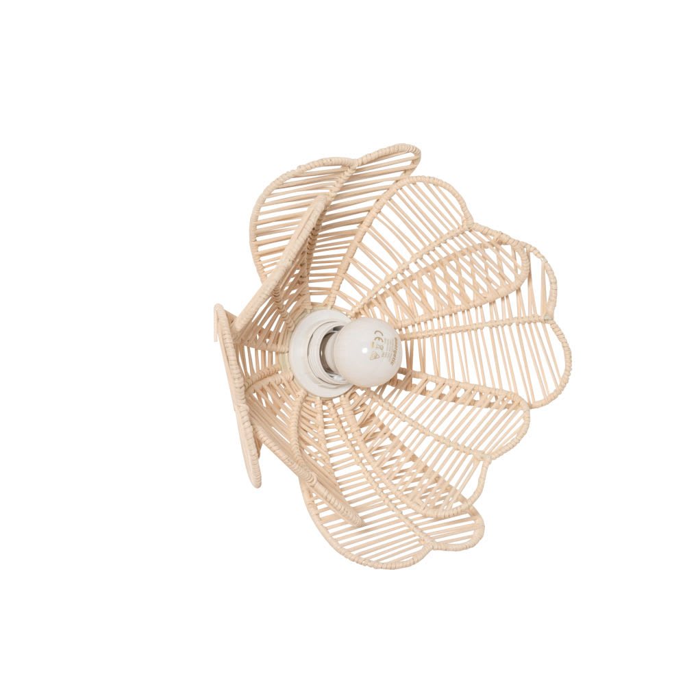 Applique florale en rotin et métal beige