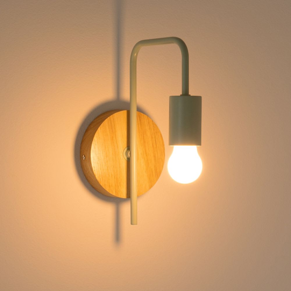 Applique murale en métal vert d'eau et bois d'hévéa - Maisons du Monde