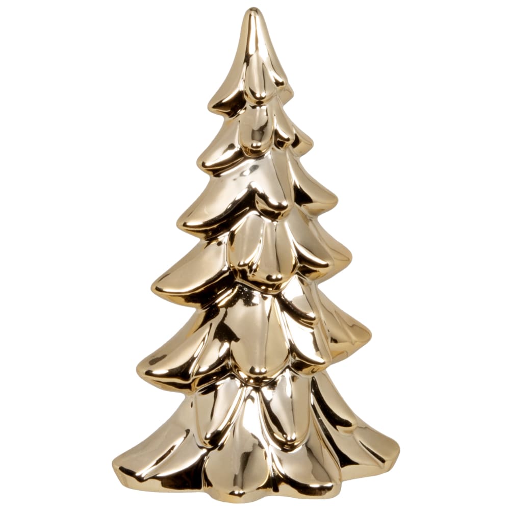 Arbol de Navidad decorativo de cerámica dorada