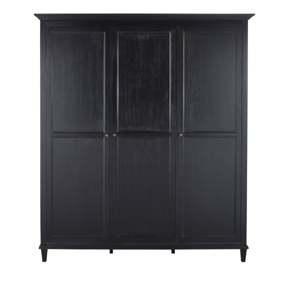 armario de 3 puertas de pino y mdf negro mate